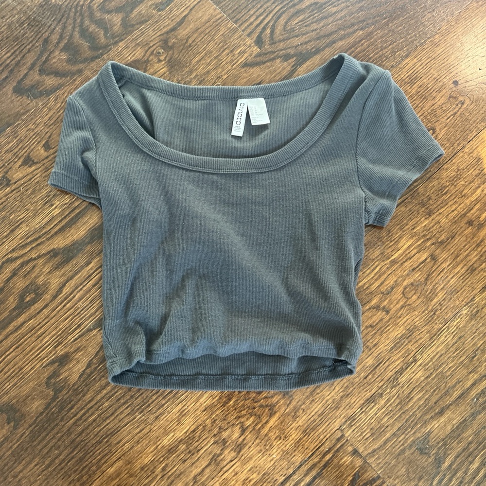 Divided Charcoal Ribbed Tee